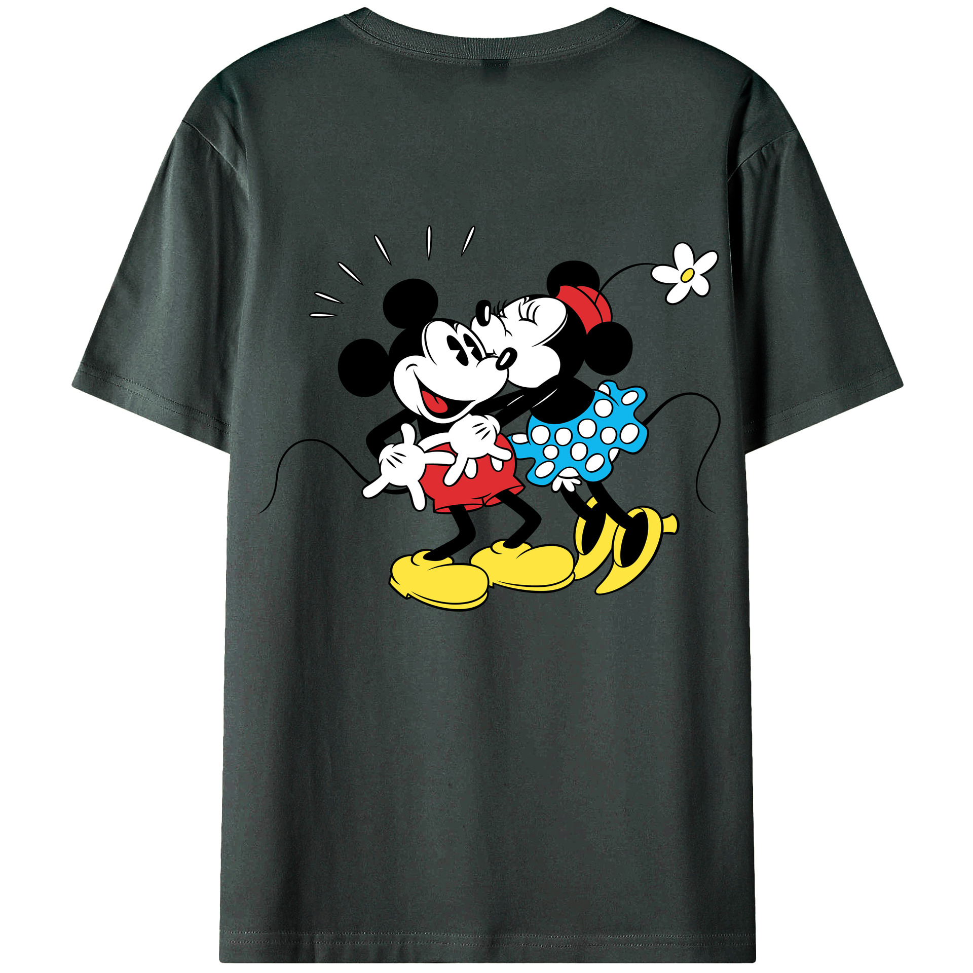 ミッキーマウス Mickey Mouse 綿100％ メンズ半袖Tシャツ（バックプリント） 通気性